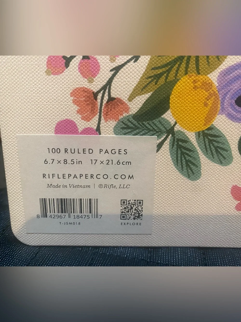 Rifle Paper Co. Pink Floral Spiral Notebook with Multicolor Bouquet